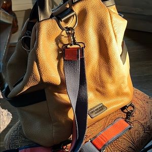 Tan leather backpack